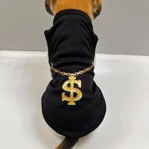 Gold Chain/ Money /Bling /Baller  Pet T-shirt - Black/Gold - NWT - Various Sizes